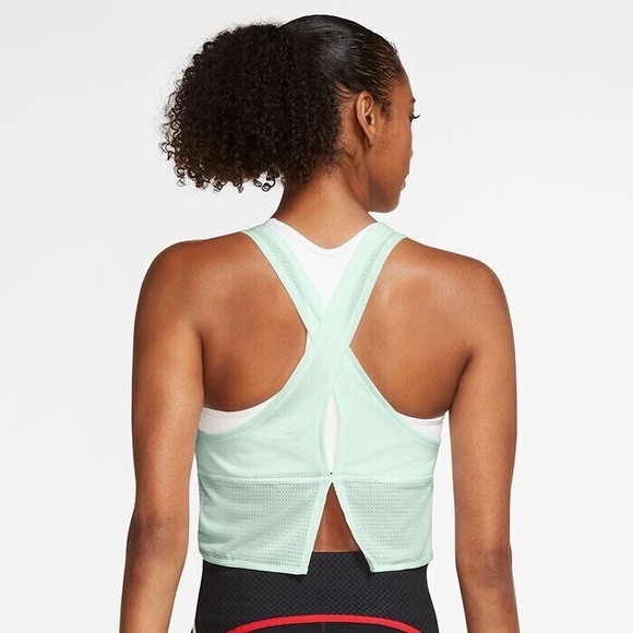 Nike Miler Breathe Crop Top Running Open Back Size Small Pink Red - Picture 4 of 5